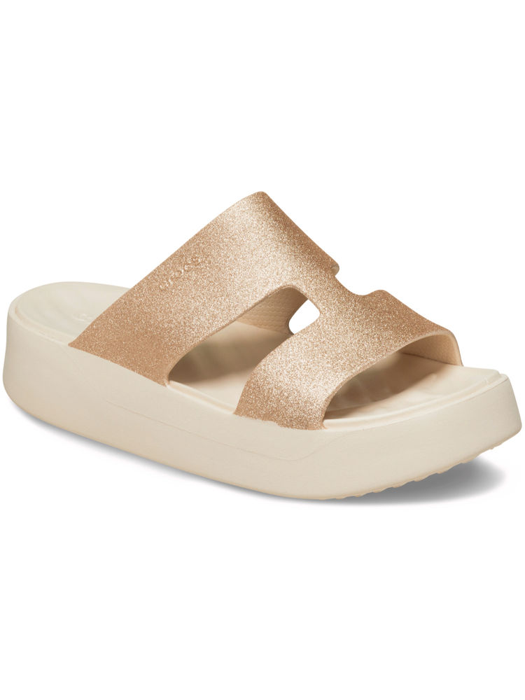 Crocs Women Getaway Flatform Glitter Sandals Off White & Tan-image-16