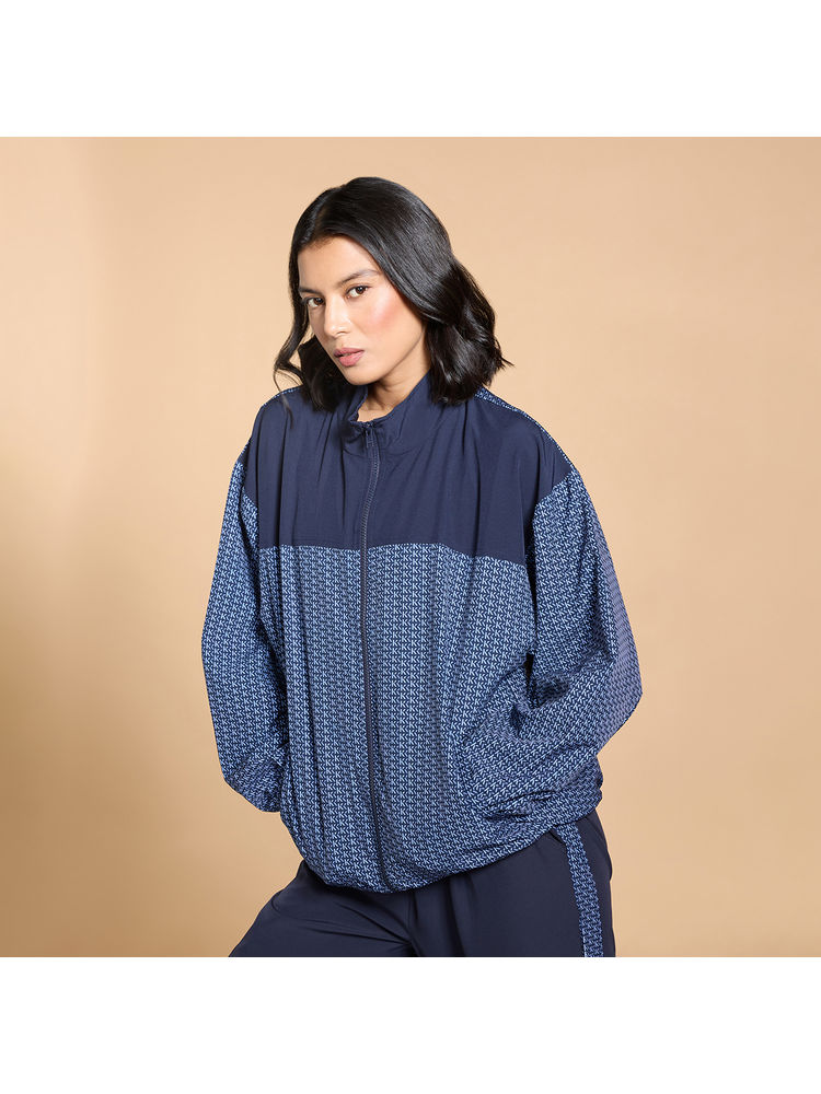 Kica Oversized Printed Bomber Jacket With Side Pockets And Colourblock Panel-picture-40