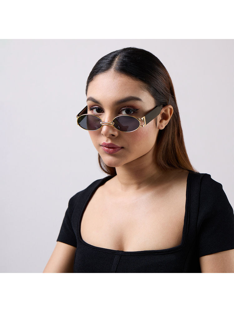 Twenty Dresses by Nykaa Fashion Gold And Black Oval Everyday Sunglasses-picture-19