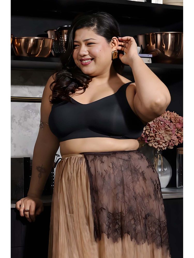 Krvvy Black Plus Size Full Coverage Wireless Support Bra for Heavy Bust Everyday Wear-picture-27