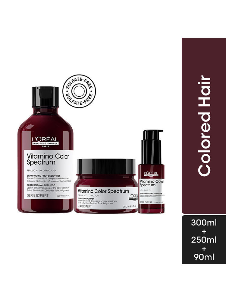 L'Oreal Professionnel Vitamino Color Spectrum Shampoo, Hair Mask & Glass Shine Serum Combo-image-34