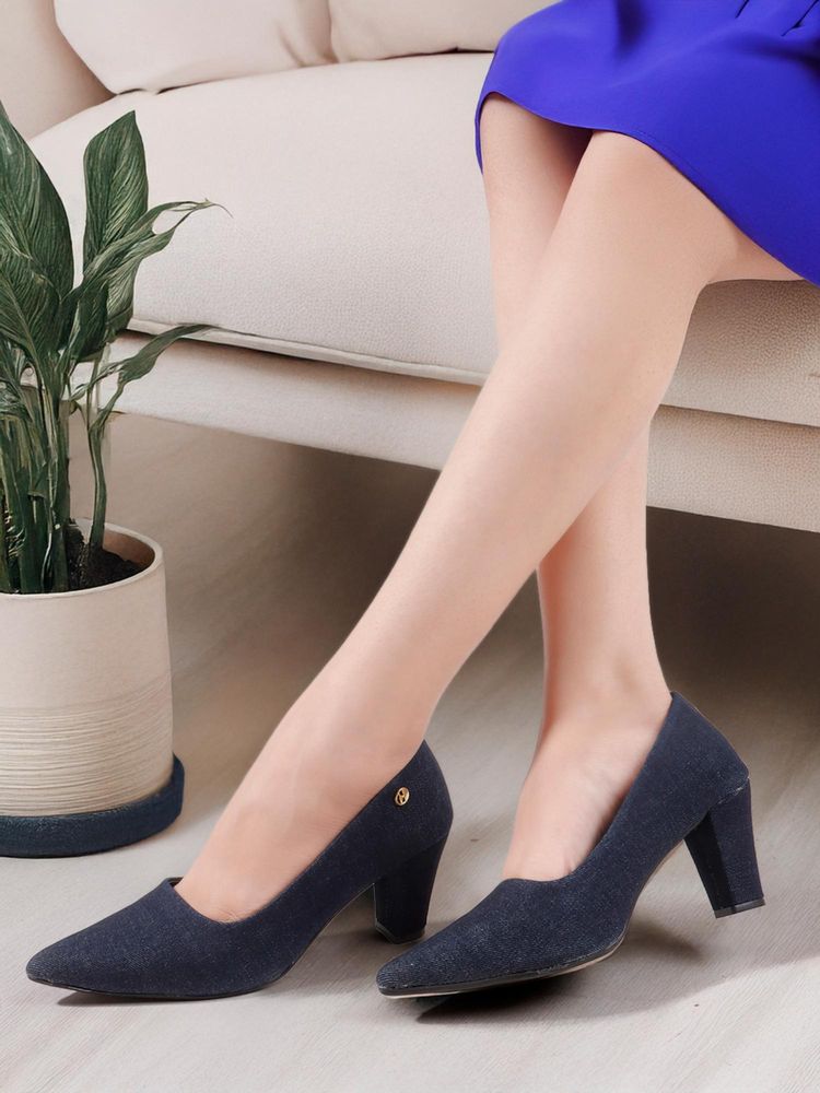ELLE Women Navy Blue Pointed Toe Pumps-image-22