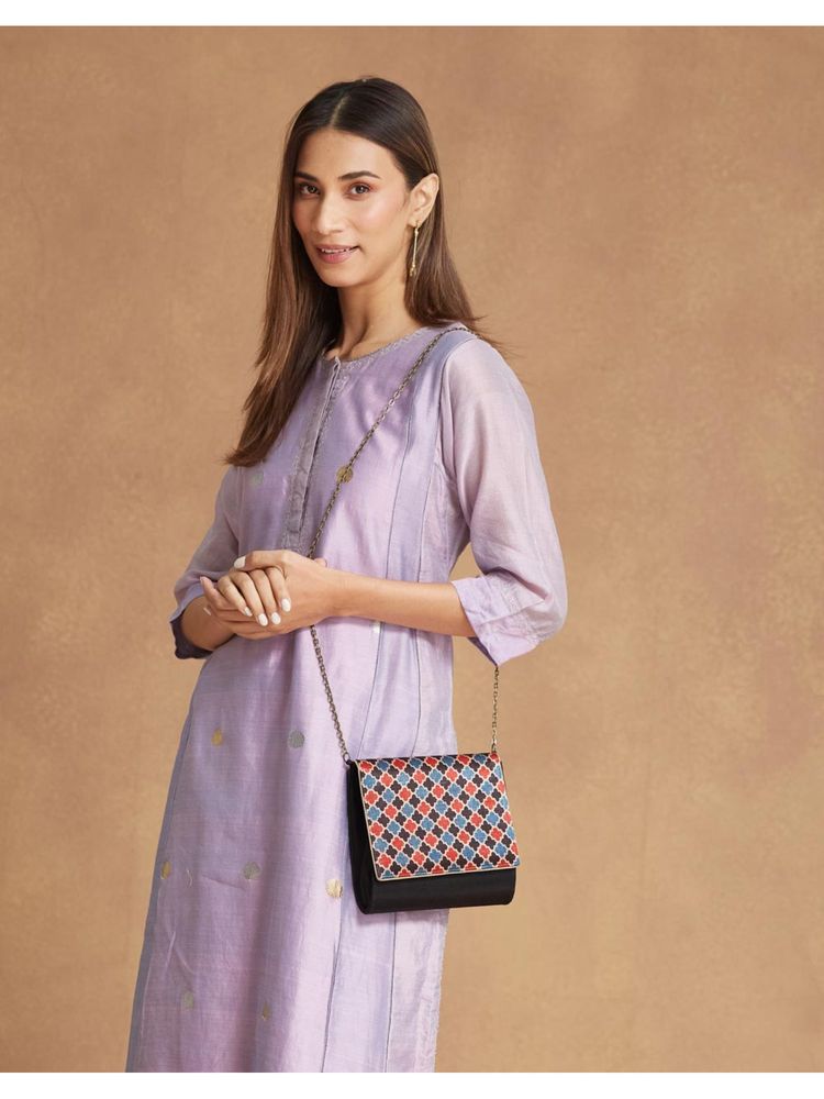 fabindia fashion Fabindia Black Cotton Ajrakh Clutch-picture-15