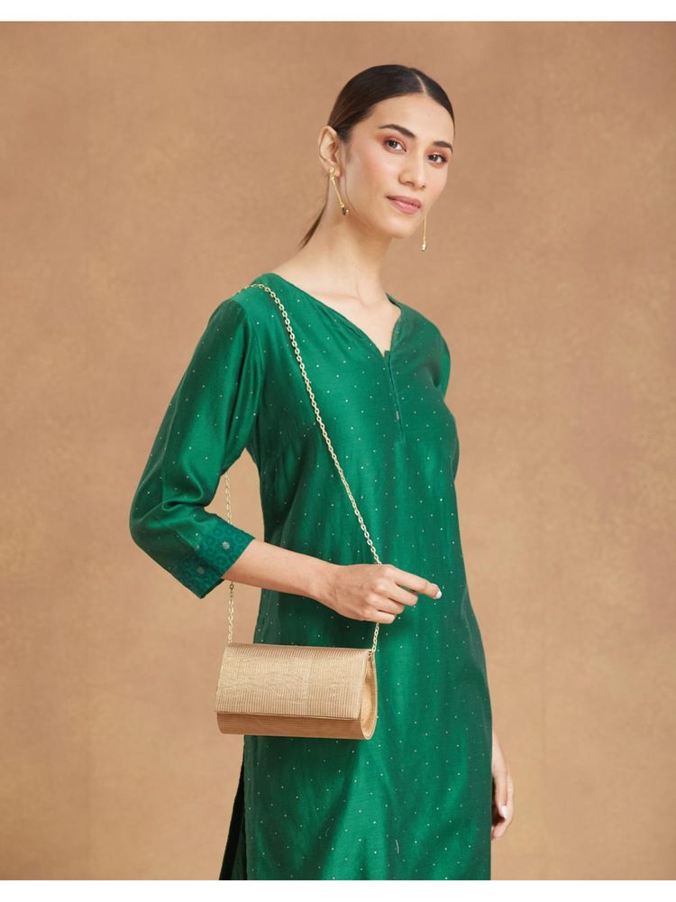 fabindia fashion Fabindia Golden Silk Blend Clutch (Small)-picture-43