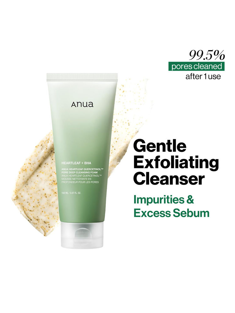 Anua Heartleaf Quercetinol Pore Deep Cleansing Foam with 0.5% BHA For Gentle Exfoliation