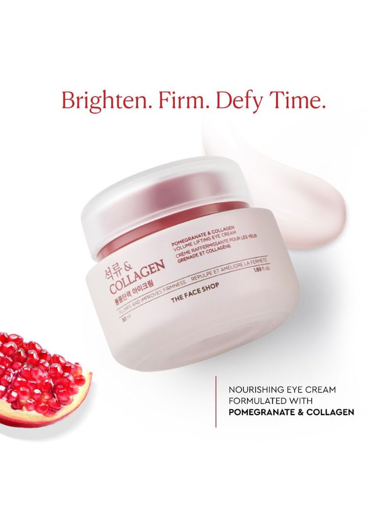 The Face Shop Pomegranate & 10% Collagen Korean Under Eye Cream for Dark Circles & Wrinkles