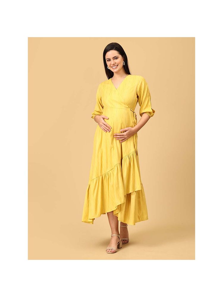 The Mom Store Yellow-A Go-Go Maternity Wrap Dress-picture-23
