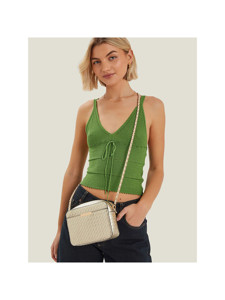 Accessorize London Women Gold Metallic Weave Sling Bag-picture-44