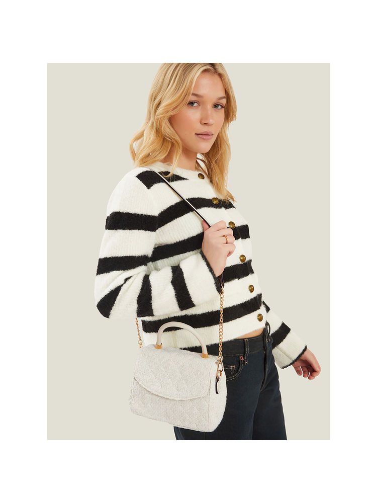 Accessorize London Women Off White Quilted Boucle Sling Bag-picture-12