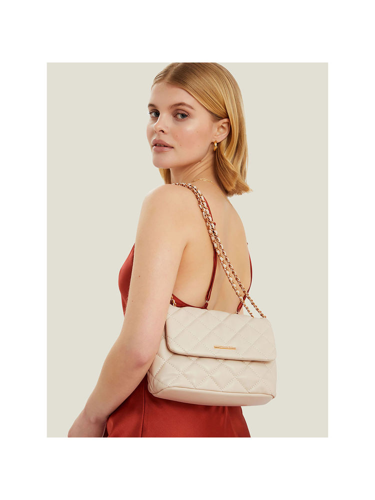 Accessorize London Women Cream Quilted Faux Leather Sling Bag-picture-24