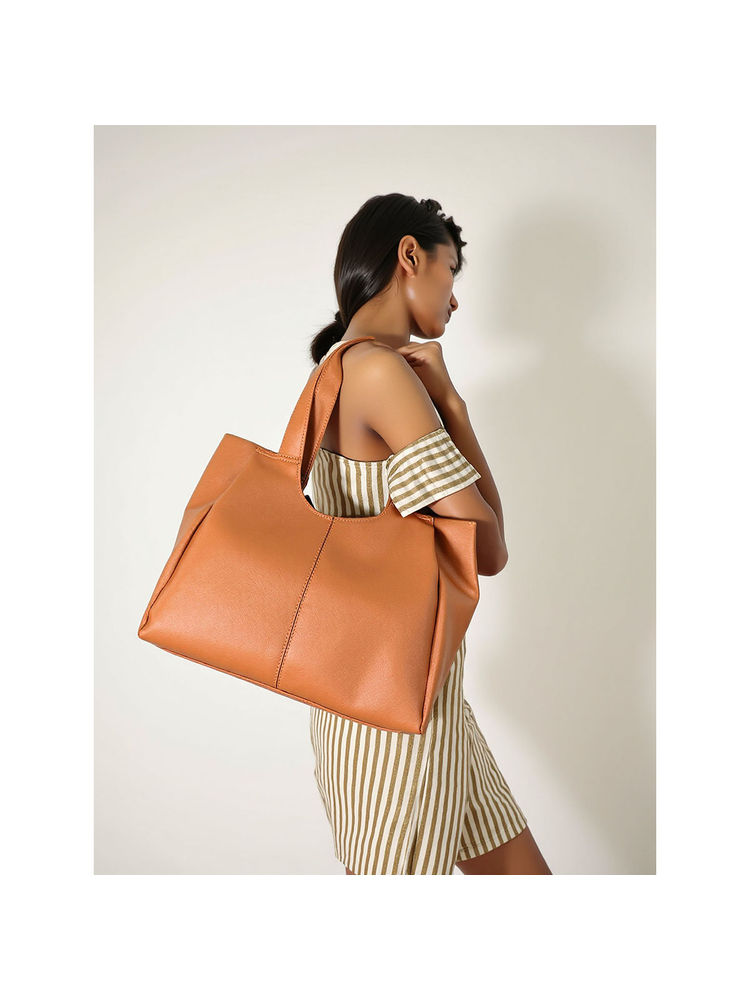 Toteteca Women Unlined Tan Solid Shoulder Bag-picture-11