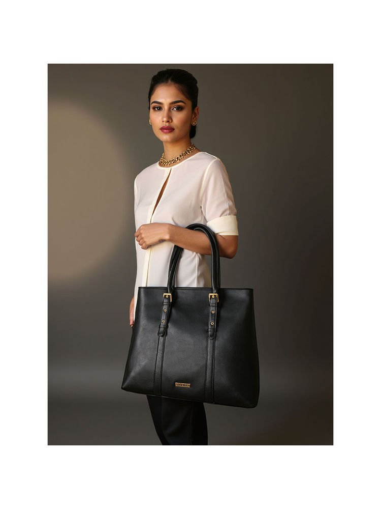 Toteteca Women Black Solid Tote Bag-picture-16