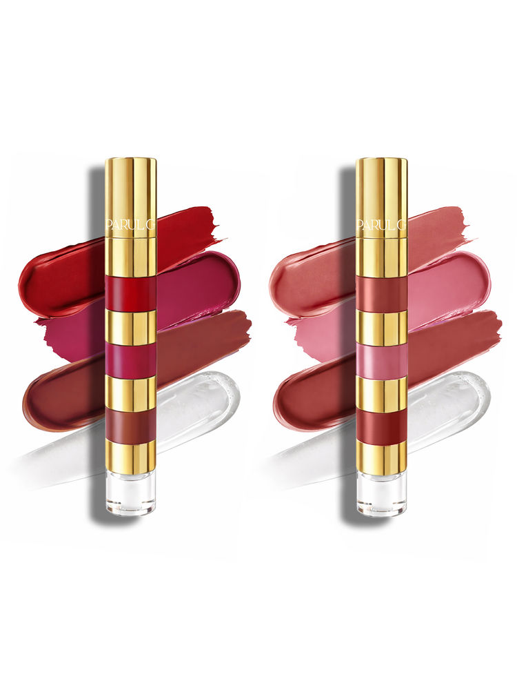 Parul Garg Beauty 4-in-1 Lip Stack Pack of 2- Travel Friendly Matte Liquid Lipsticks with Gloss-image-37