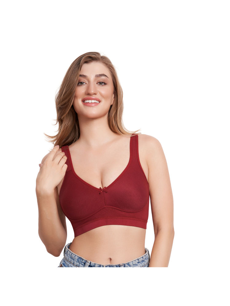 Bralux Minimizer Wireless Non Padded Full Coverage Maroon T-Shirt Bra-picture-17