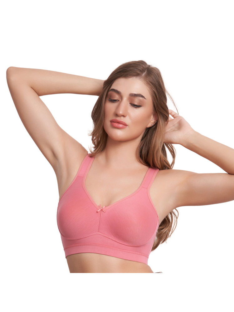 Bralux Minimizer Wireless Non Padded Full Coverage Peach T-Shirt Bra-picture-15