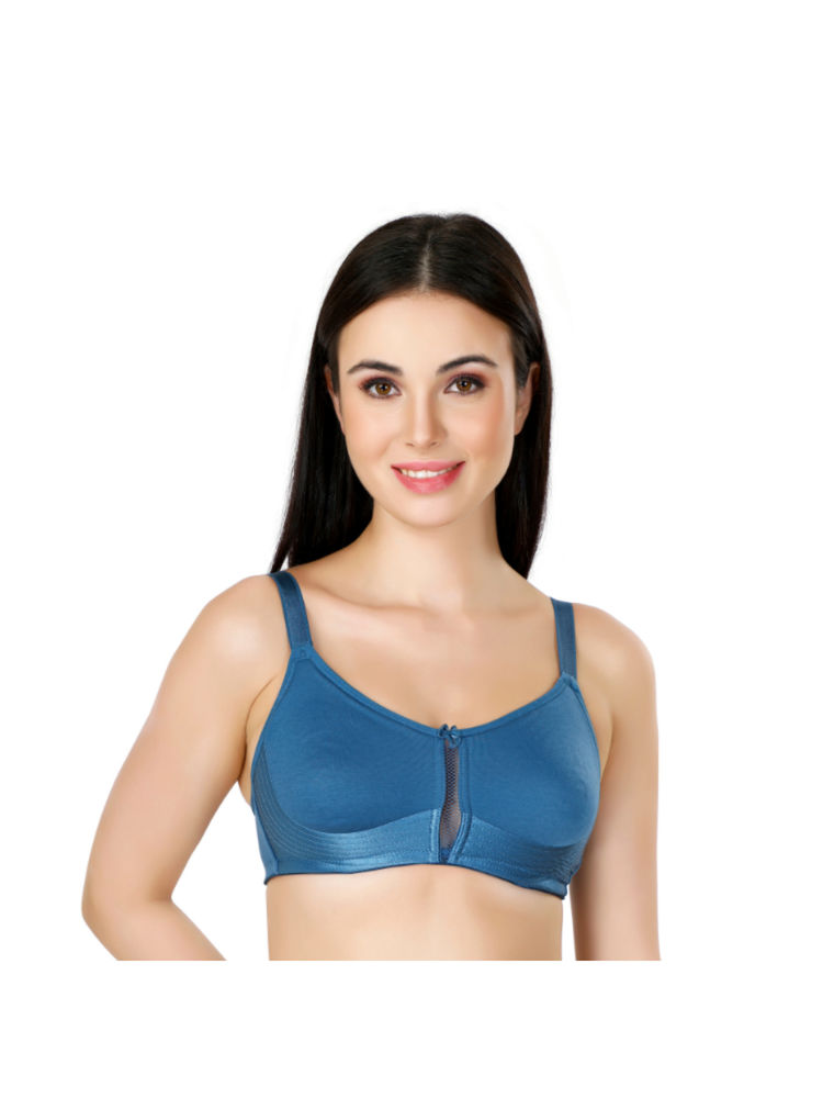 Bralux Side & Bottom Support Non Padded Full Coverage Blue T-Shirt Bra-picture-18