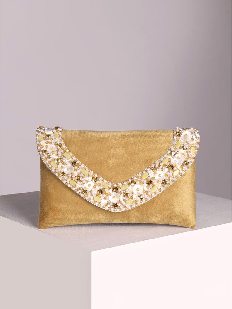 Peora Womens Evening Bridal Brown Velvet Embellished Clutch with Detachable Strap-picture-30