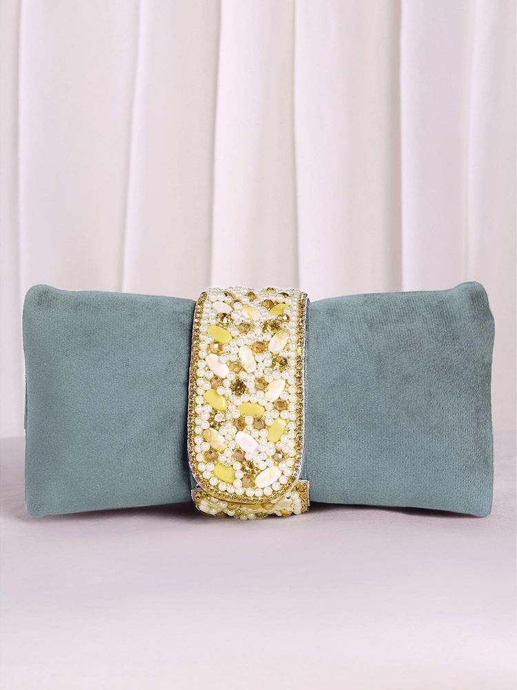 Peora Womens Handmade Evening Grey Clutch with Detachable Strap-image-30