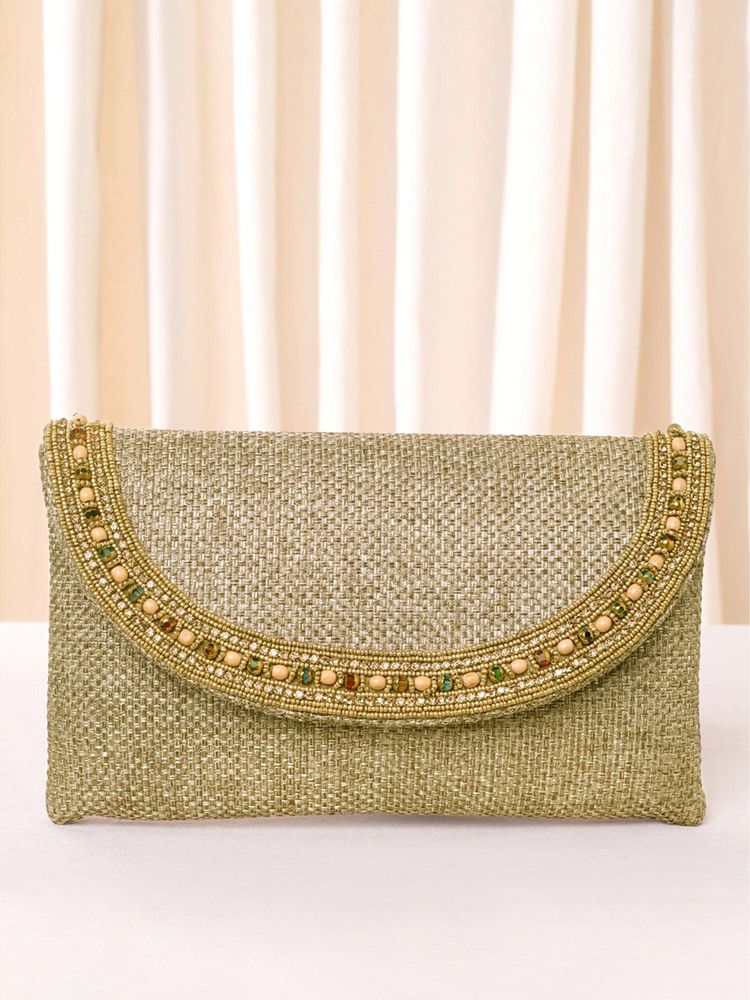 Peora Womens Handcrafted Fashion Evening Brown Clutch with Detachable Strap-picture-7