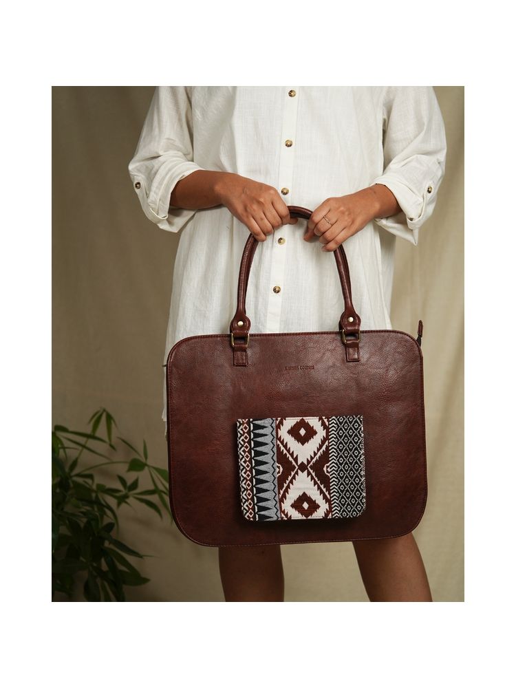 Miri Brown Handcrafted Cassia Laptop Bag (Upto 16")-picture-0