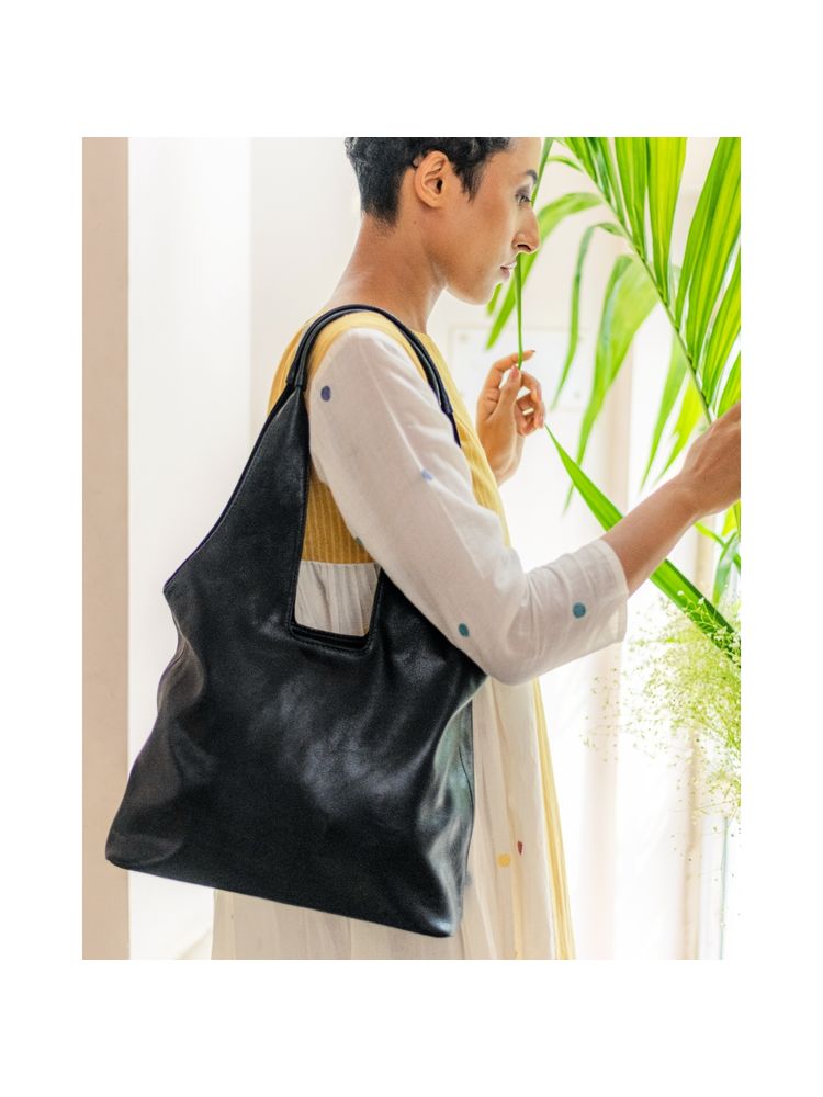 Miri Midnight Black Hand Crafted Shoulder Bag-picture-1