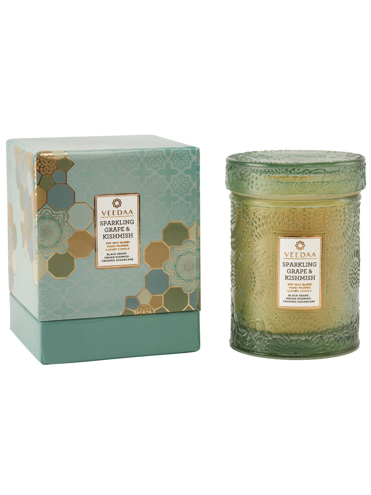 Veedaa Candles Sparkling Grape & Kishmish Mandala Glass Scented Candle-picture-16
