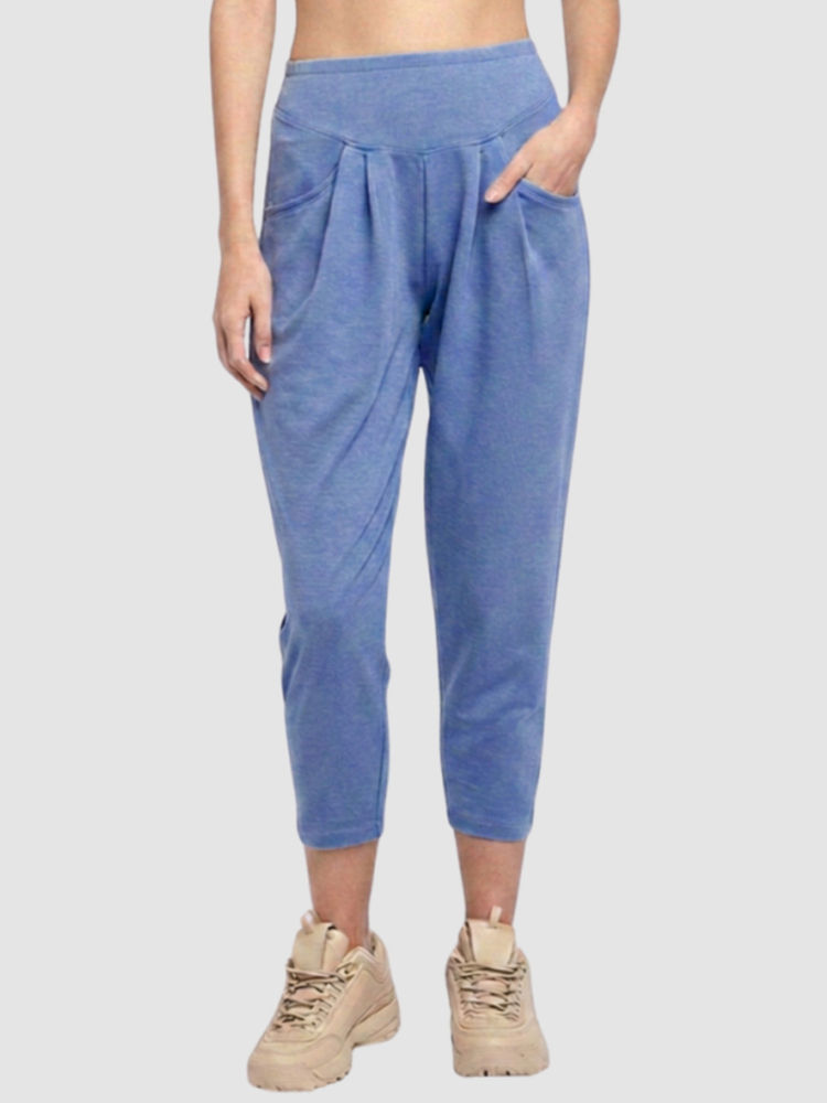 Tuna London Women's Light Blue Printed Mid-Waist Pant-image-5
