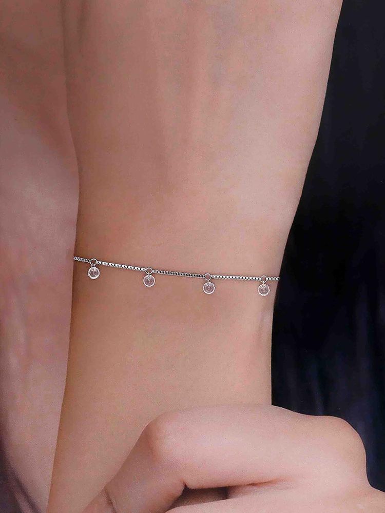 Kai Jewel 925 Sterling Silver Minimalist Charm Drop Stone Bracelet-image-46