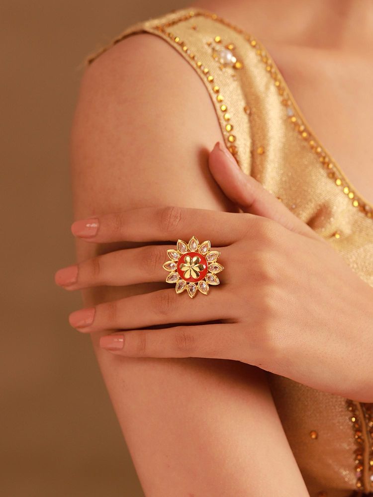 Voylla Red Rang Mahal Adjustable Ring-picture-3