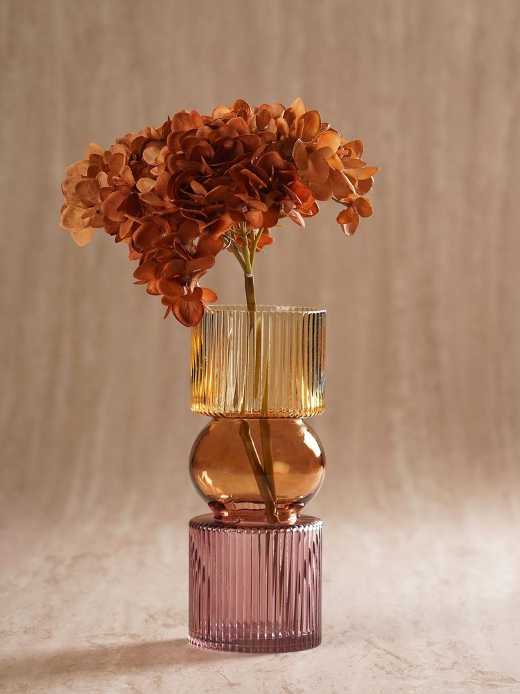 Pure Home + Living Amber 3 Tone Multi Shaped Ribbed Glass Vase-image-30