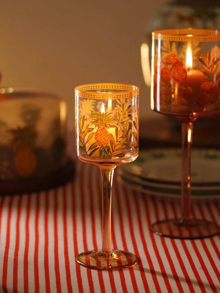 Pure Home + Living Gold Pineapple Print Stem Candle Holder-image-34