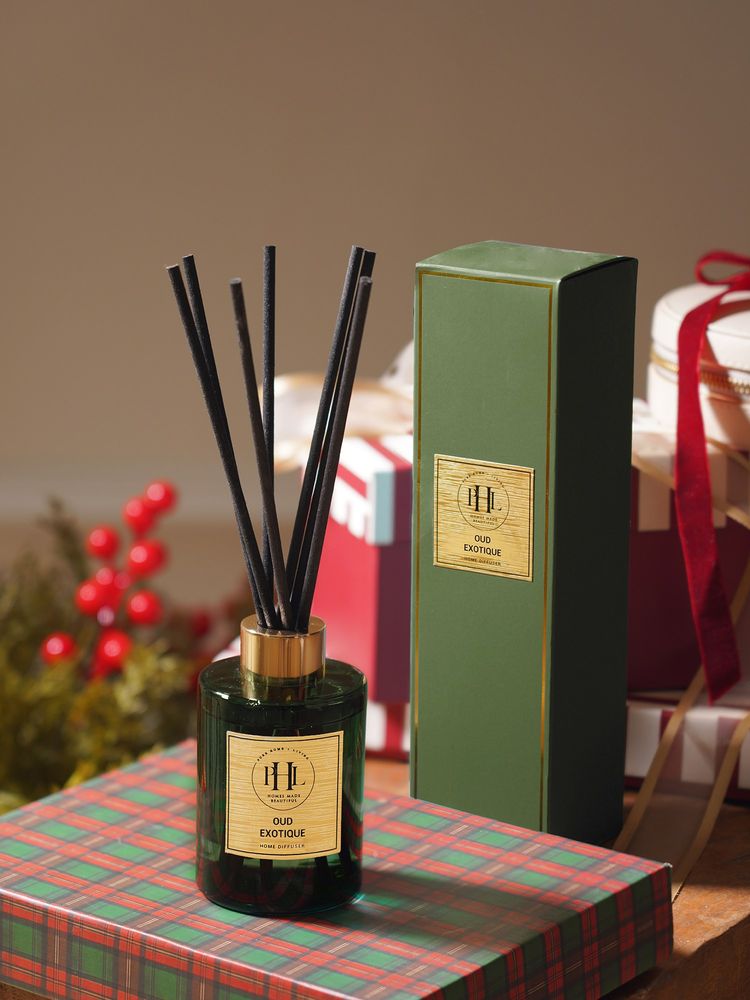 Pure Home + Living Oud Exotique Glass Reed Diffuser - Green-image-2