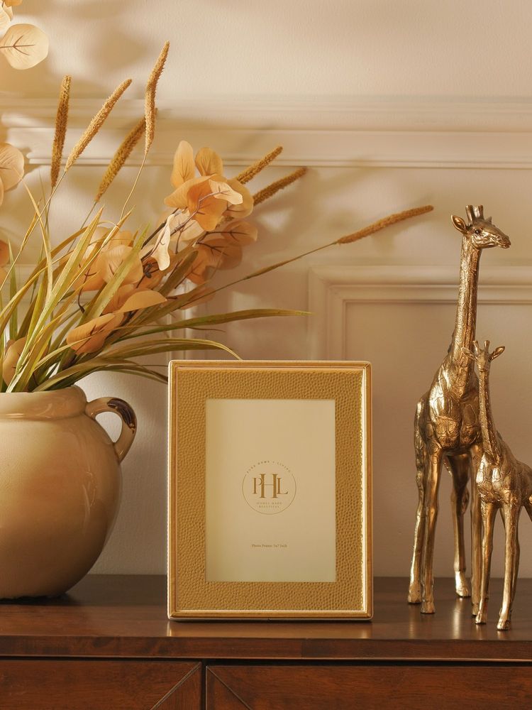 Pure Home + Living Gold Faux Leather Hammered Photo Frame-image-2