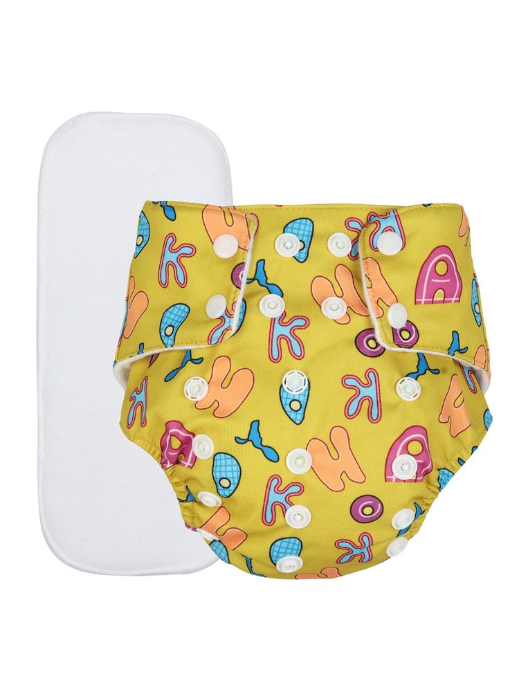 Chinmay Kids Yellow Prints Reusable, Washable and Adjustable Cloth Diaper-image-4