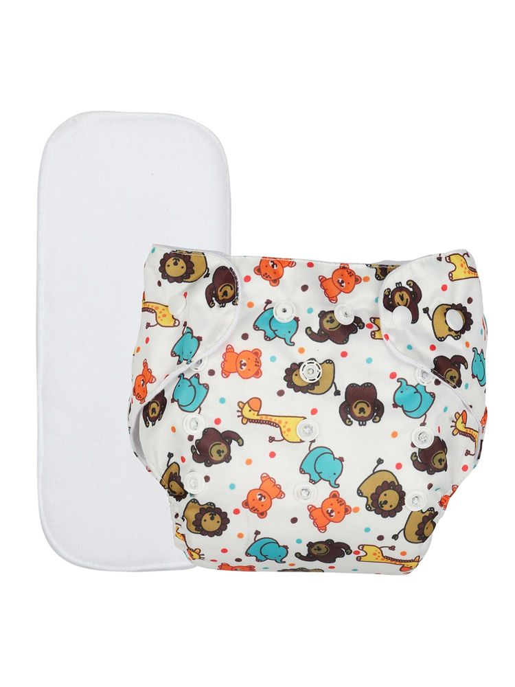 Chinmay Kids White Prints Reusable, Washable and Adjustable Cloth Diaper-image-6