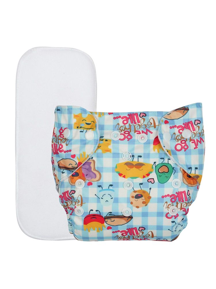 Chinmay Kids Blue Prints Reusable, Washable and Adjustable Cloth Diaper