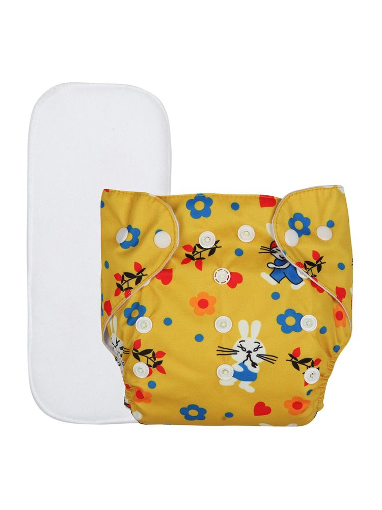 Chinmay Kids Yellow Prints Reusable, Washable and Adjustable Cloth Diaper