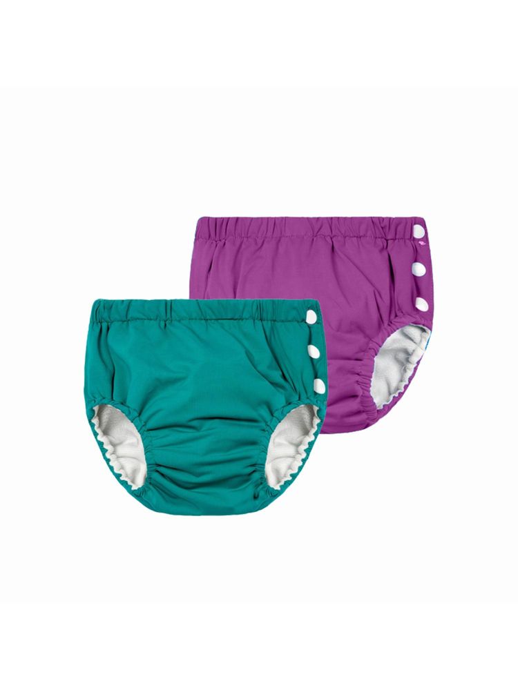 Chinmay Kids Teal- Purple Reusable Swimwear Diaper for Unisex (Set of 2)