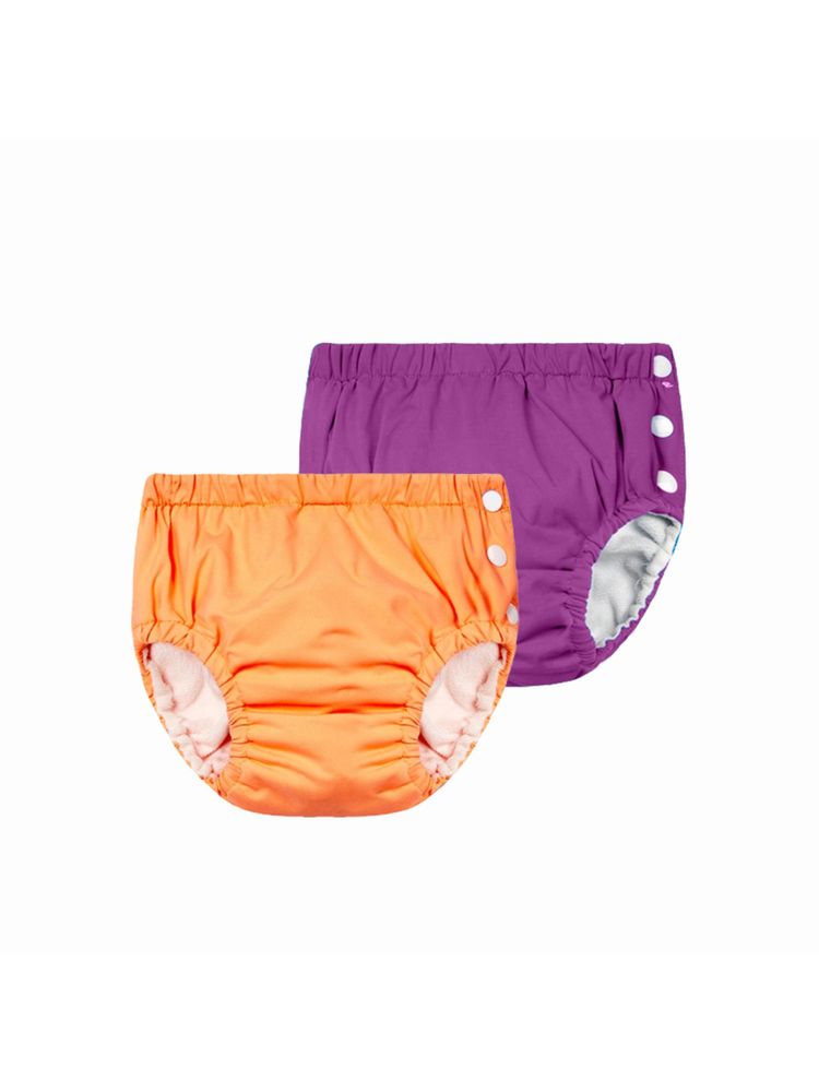 Chinmay Kids Purple-Orange Reusable Swimwear Diaper for Unisex (Set of 2)