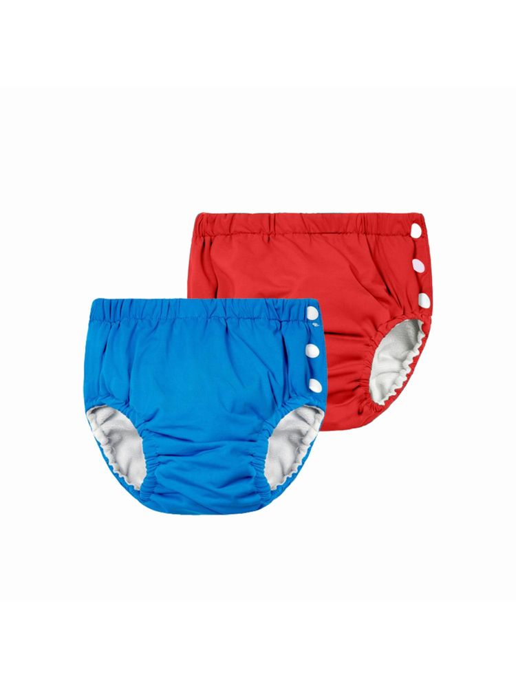 Chinmay Kids Red-Blue Reusable Swimwear Diaper for Unisex (Set of 2)