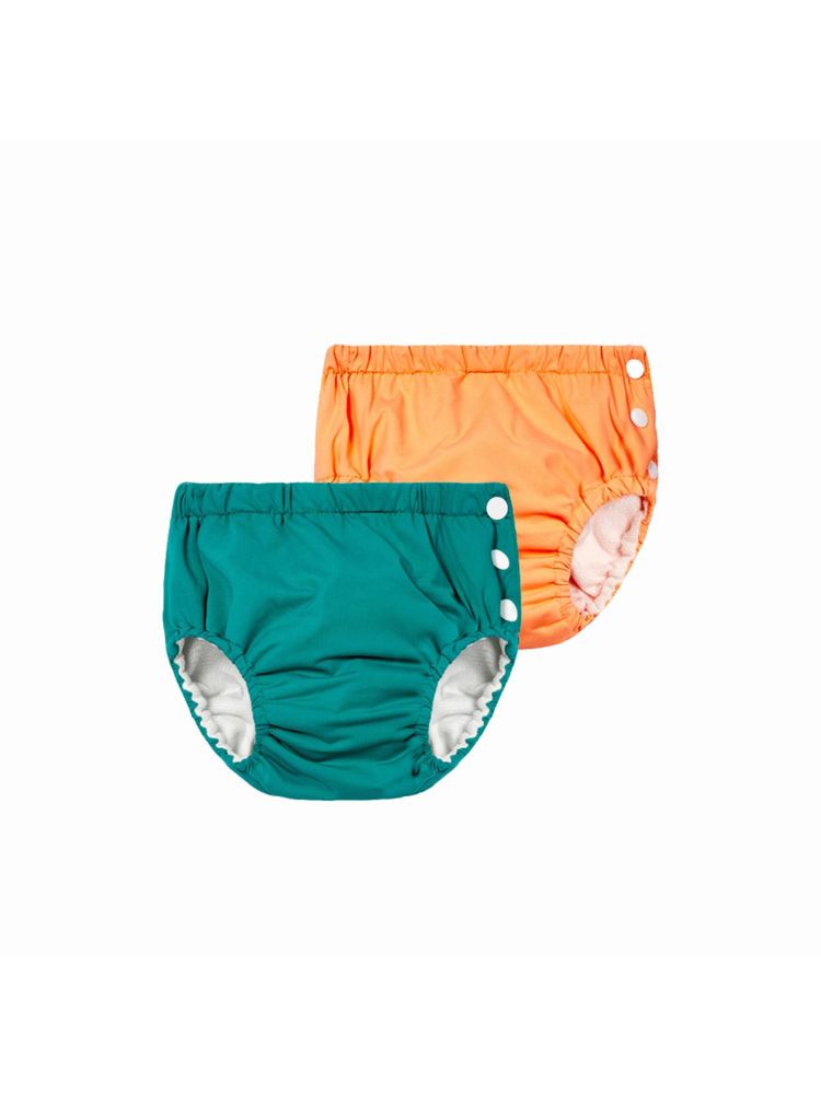 Chinmay Kids Orange-Teal Reusable Swimwear Diaper for Unisex (Set of 2)