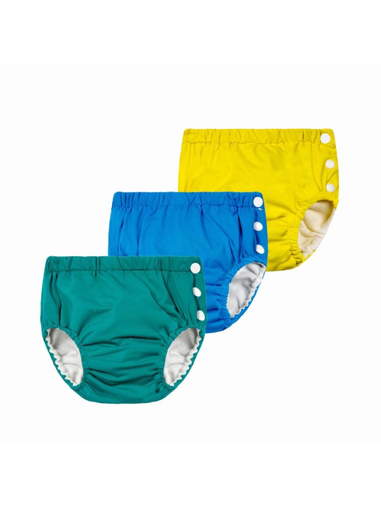Chinmay Kids Yellow, Blue & Teal Reusable Swimwear Diaper Pants for Unisex (Set of 3)-image-5