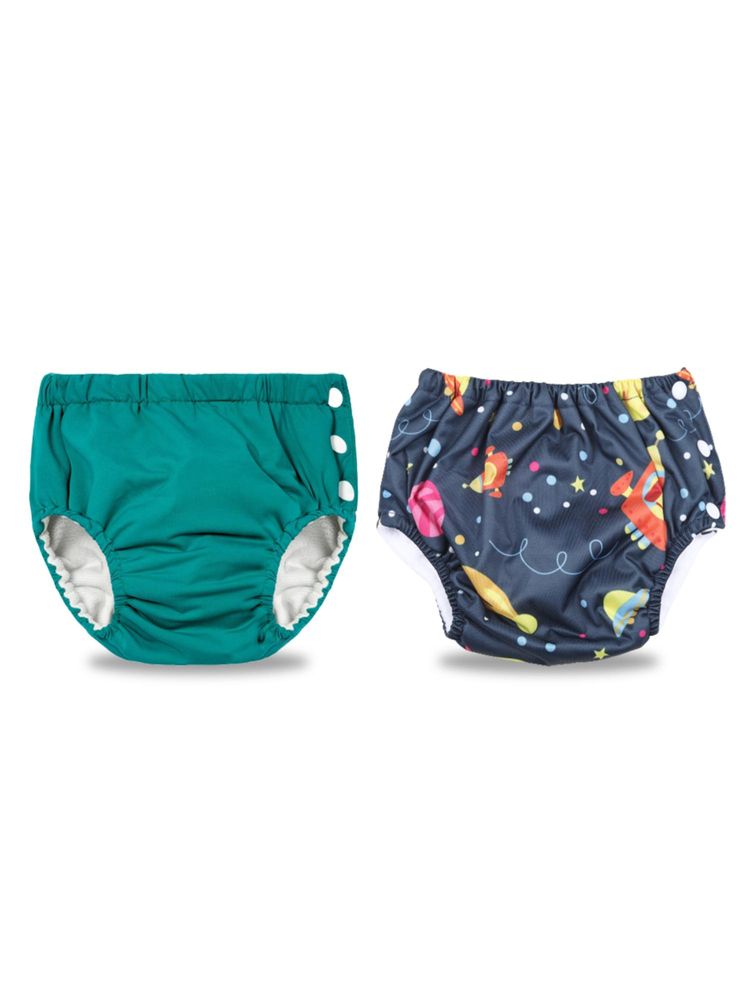 Chinmay Kids Teal-Navy Reusable Swimwear Diaper for Unisex (Set of 2)-image-4