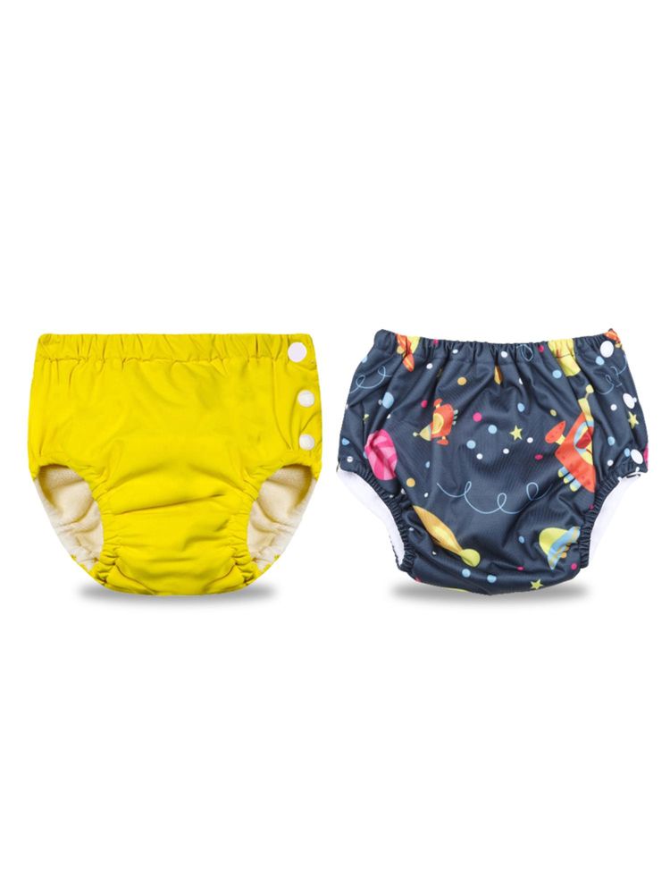 Chinmay Kids Yellow-Navy Reusable Swimwear Diaper for Unisex (Set of 2)-image-6