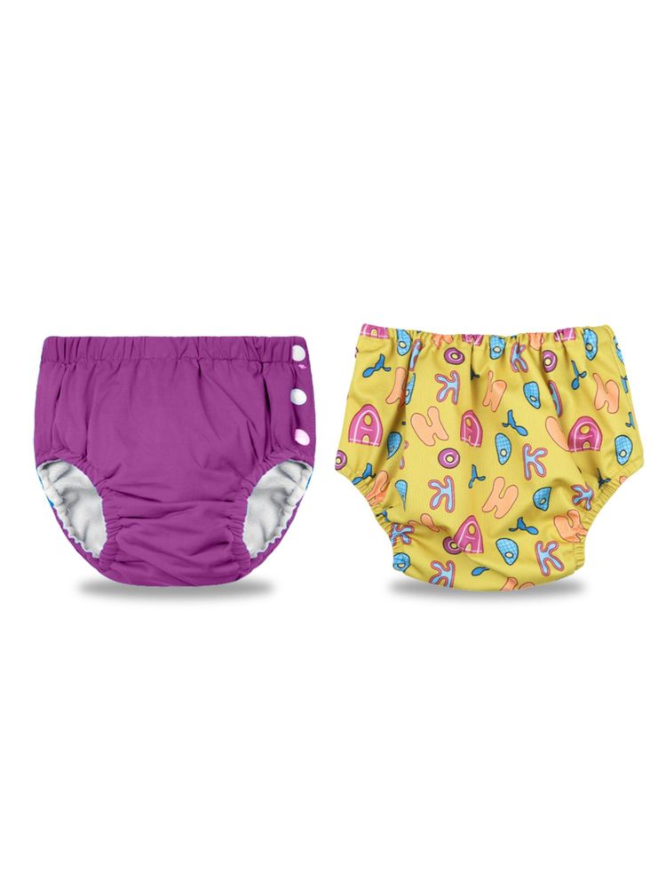 Chinmay Kids Purple-Yellow Reusable Swimwear Diaper for Unisex (Set of 2)-image-4