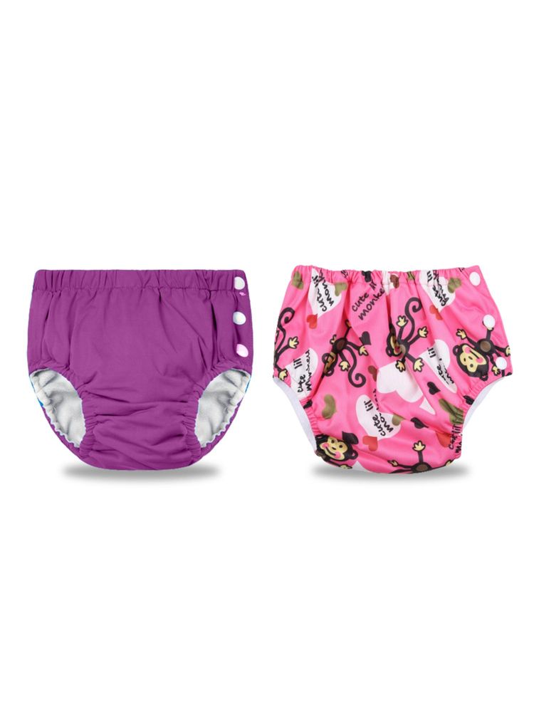 Chinmay Kids Purple-Pink Reusable Swimwear Diaper for Unisex (Set of 2)-image-7