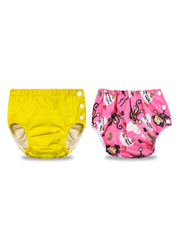 Chinmay Kids Yellow-Pink Reusable Swimwear Diaper for Unisex (Set of 2)-image-30