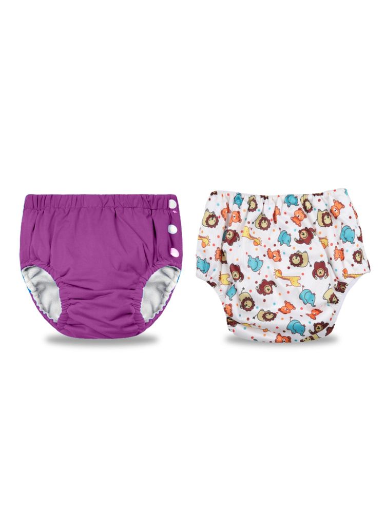 Chinmay Kids Purple-White Reusable Swimwear Diaper for Unisex (Set of 2)-image-7