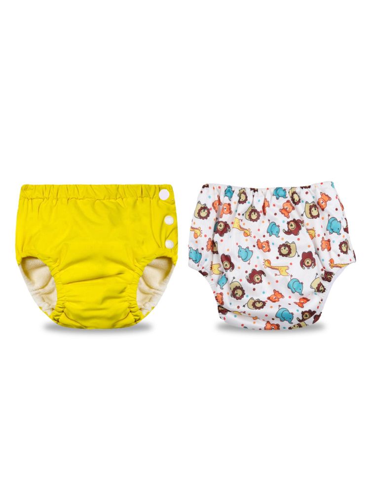 Chinmay Kids Yellow-White Reusable Swimwear Diaper for Unisex (Set of 2)-image-3