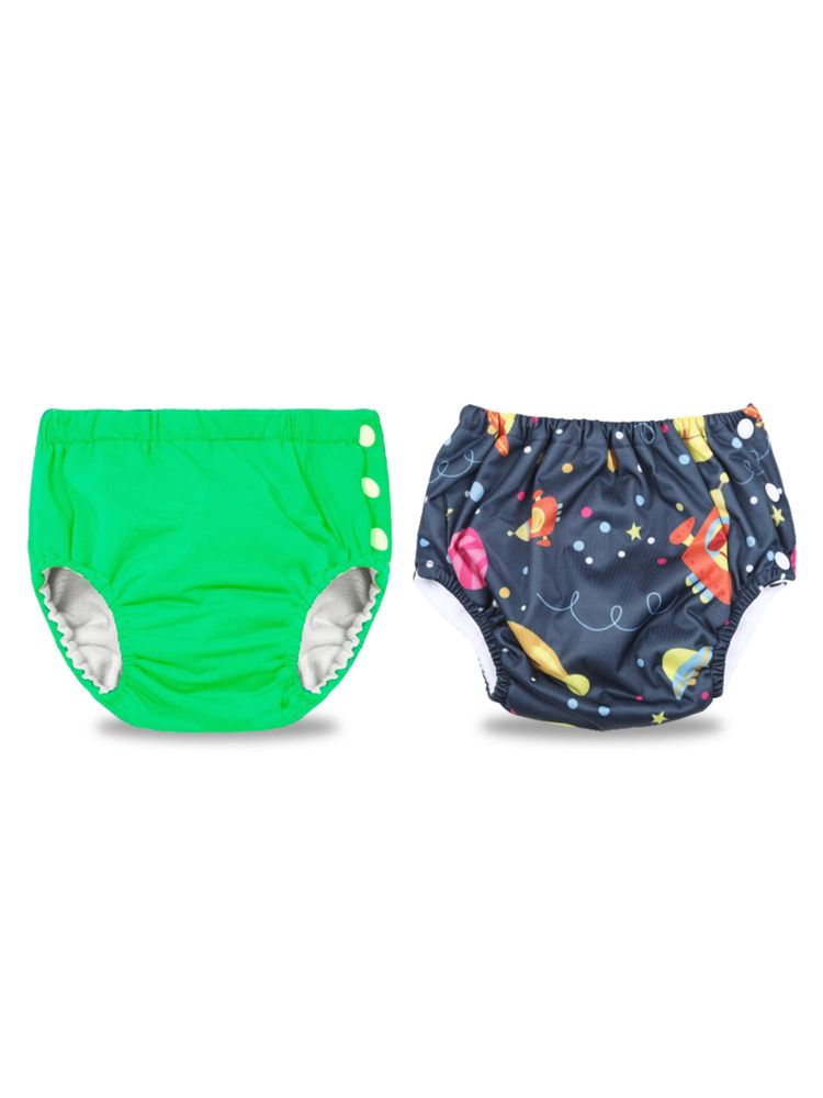 Chinmay Kids Blue-Navy Reusable Swimwear Diaper for Unisex (Set of 2)
